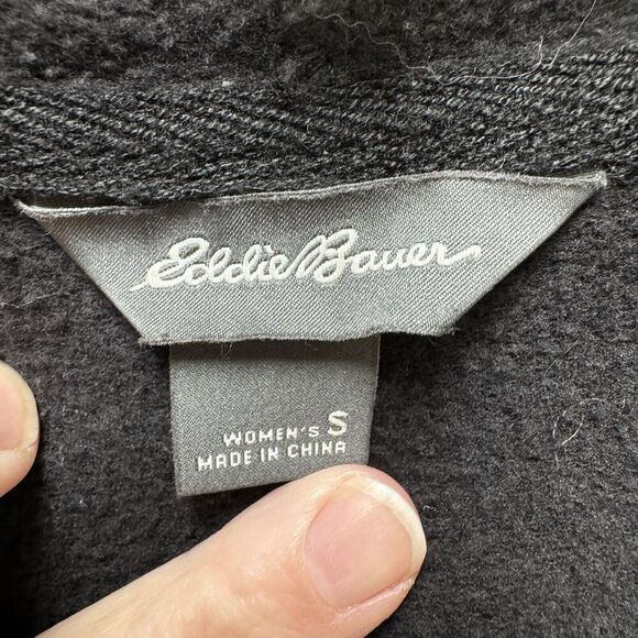Womens Eddie Bauer Full Zip Hoodie Sweatshirt Sz Small Black Soft Pockets - Picture 3 of 5